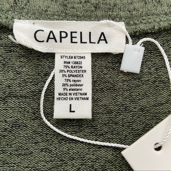 NWT Capella | Olive Soft Brushed Fabric Button Down Round Neck Top, Large - Picture 8 of 8